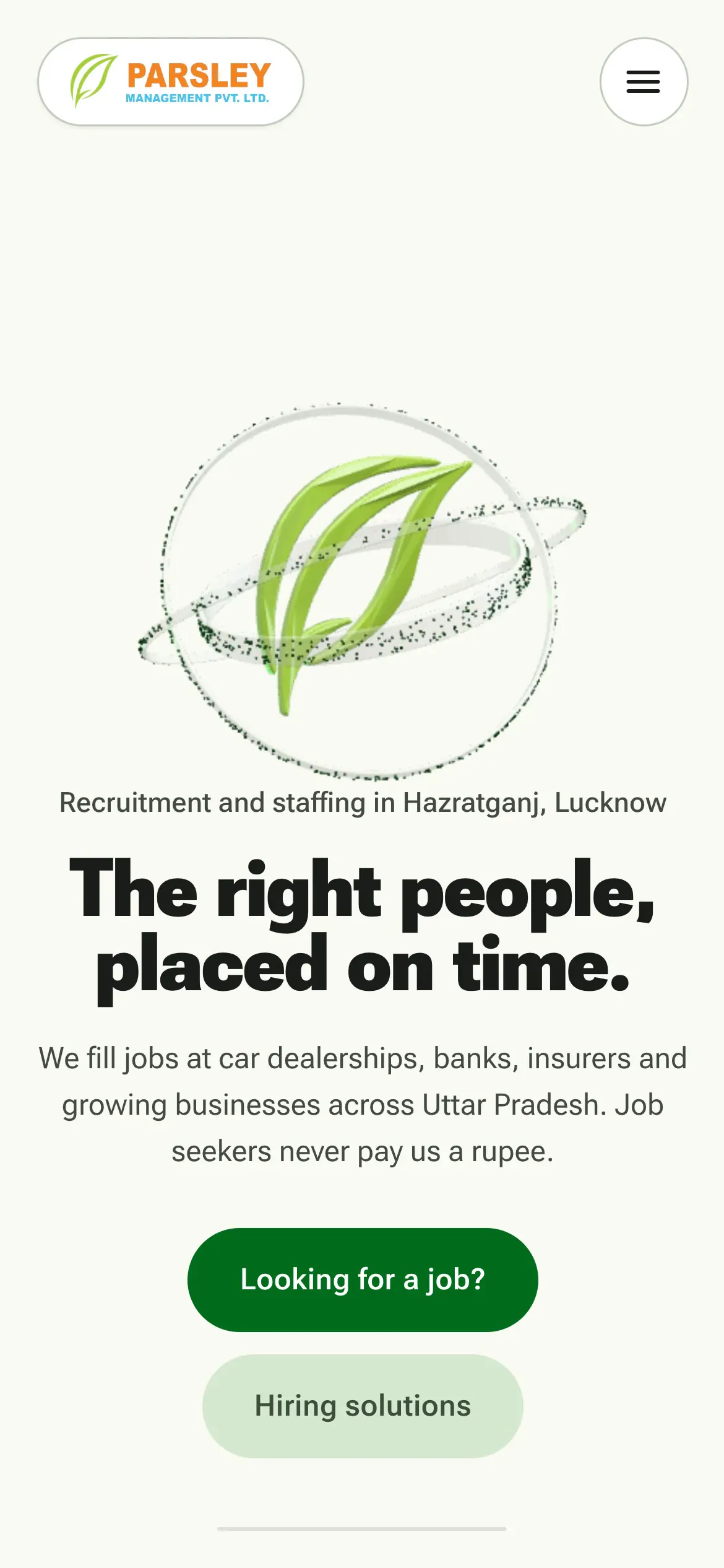 The Parsley homepage on a phone.
