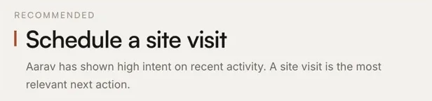 Recommended: Schedule a site visit, with a one-line reason